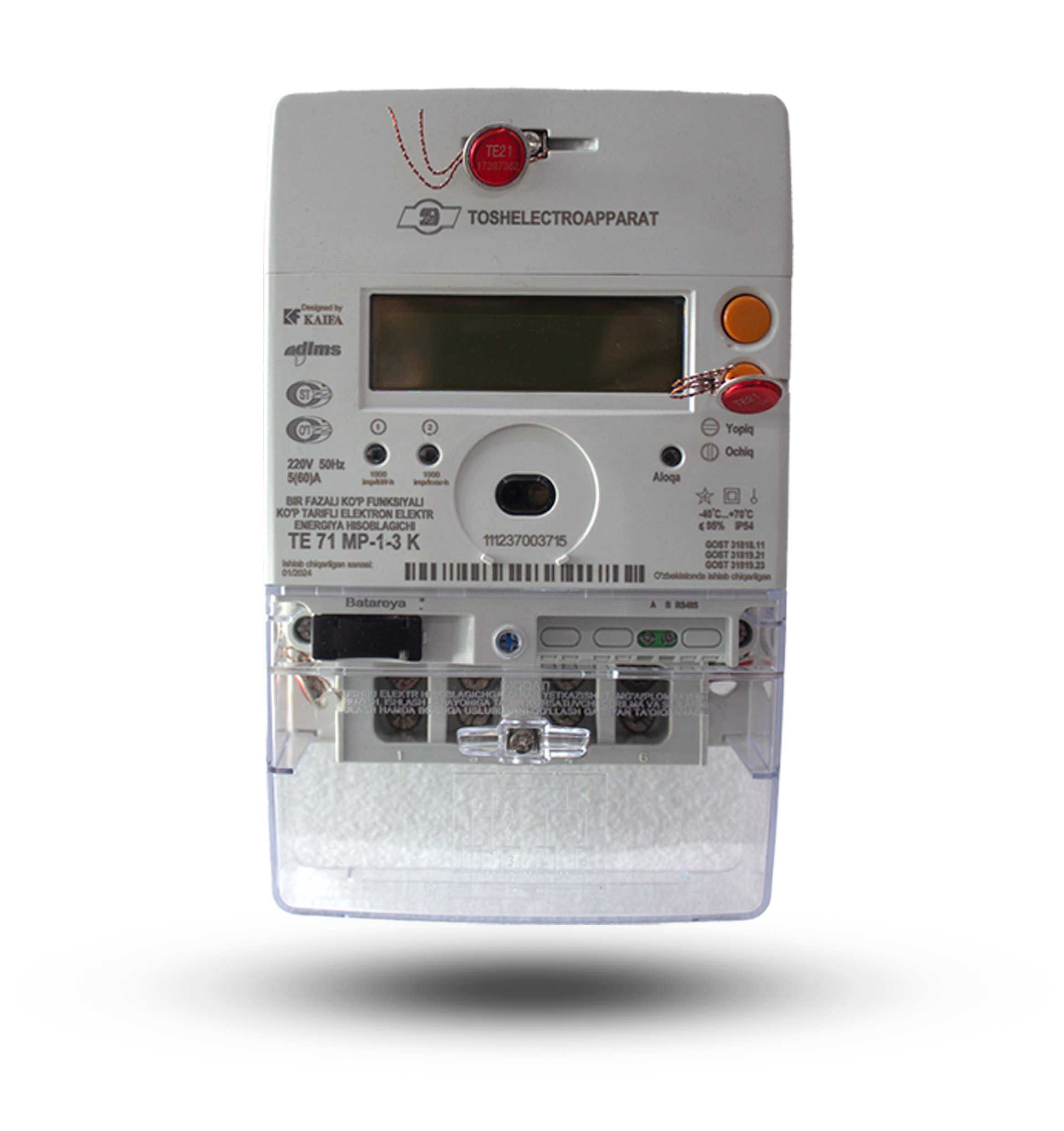 TE71 MP1-3 K 220V 5–60A PLC-modem Kaifa hisoblagichi