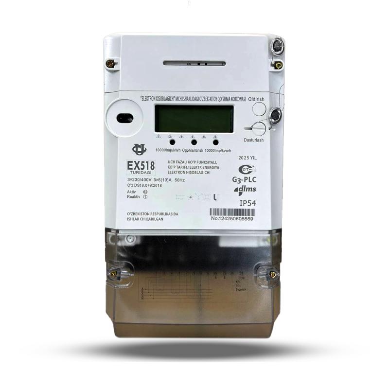 EX518 — 3-fazali elektr hisoblagich (3×57.7/100V, 5(10)A, modemlarsiz)